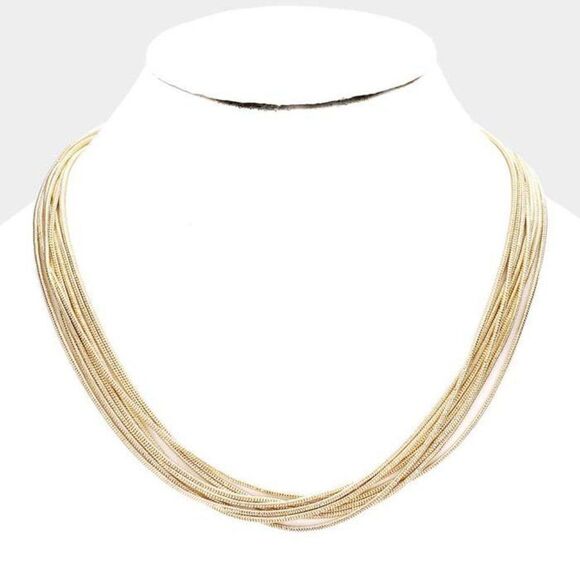Metal Chain Multi Layered Gold Necklace NWT - Picture 1 of 6